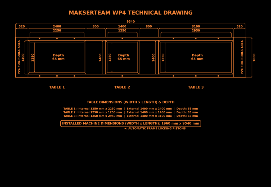 Vacuum Membrane Press WP4 Technical Drawings